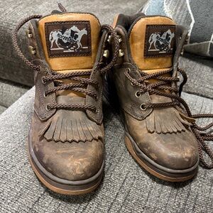 Roper Womens Horseshoe Round Toe Hiking Casual Boots Ankle - Brown Size 8